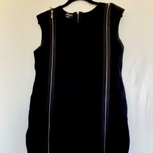 Bebe gold zipper black body con dress L